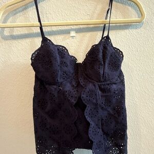 Robbi & Nikki by Robert Rodriguez Dark Blue Eyelet Camisole
